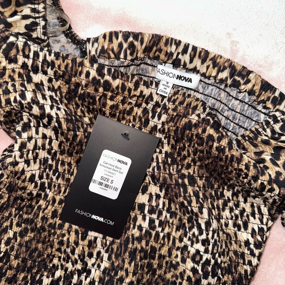 SMOCKED LEOPARD PRINT TOP & SKIRT SET • SIZE S • FASHION NOVA • NWT - Picture 7 of 7